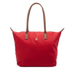 Torebka Tommy Hilfiger. Czerwone shopper bag Tommy Hilfiger, bez wzorów, bez dodatków. Za 409.99 zł.