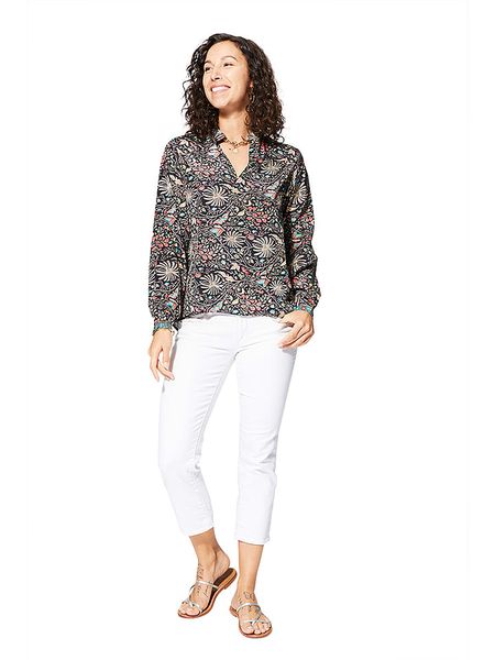 Aller Simplement Bluzka w kolorze czarno-kremowym rozmiar: 42. Czarne bluzki damskie Aller Simplement, bez wzorów, z wiskozy, bez kołnierzyka, bez ramiączek. Za 78.10 zł.