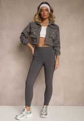 Ciemnoszare Spodnie Skinny High Waist Kolanira. Szare rurki damskie Renee, bez wzorów, z jeansu, z podwyższonym stanem. Za 39.99 zł.