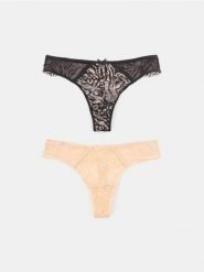 Stringi typu tanga 2 pack - czarny. Czarne stringi Sinsay, bez wzorów. Za 19.99 zł.