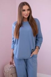 Komplet bawełniany bluza + spodnie jeansowy. Bluzy damskie KESI, l, bez wzorów, z bawełny, bez kaptura. Za 284.37 zł.