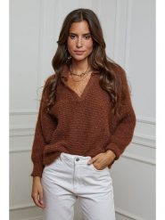 L'armoire de Suzette Sweter w kolorze brązowym rozmiar: 34/36. Brązowe swetry klasyczne damskie L'armoire de Suzette, l, ze splotem, bez kołnierzyka. Za 152.45 zł.