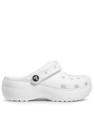 Crocs Klapki Classic Platform Clog W 206750 Biały. Białe klapki damskie Crocs, bez wzorów, z tworzywa sztucznego, bez obcasa, bez zapięcia. Za 199.99 zł.