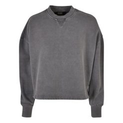 Damski gruby frotte crew neck jumper Urban Classics. Czarne swetry klasyczne damskie Urban Classics, na zimę, bez kołnierzyka. W wyprzedaży za 196.50 zł.