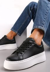 Czarne Sneakersy na Grubej Podeszwie Cernanda. Czarne obuwie sportowe damskie Renee, bez zapięcia. Za 54.99 zł.
