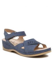 Go Soft Sandały WS127-06 Granatowy. Niebieskie sandały damskie GO SOFT, bez wzorów, ze skóry, bez obcasa, na płaskiej podeszwie, bez zapięcia. Za 139.99 zł.