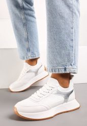 Białe Sneakersy z Elastyczną Cholewką Vespiera. Białe obuwie sportowe damskie Born2be, z jeansu, bez zapięcia. Za 59.99 zł.