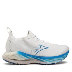 Kobieta Bieganie Buty Mizuno Wave Neo Wind. Białe obuwie sportowe damskie Mizuno, z materiału, bez zapięcia, do biegania, mizuno wave. Za 839.99 zł.