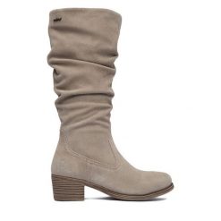 Kozaki Rieker. Brązowe kozaki damskie Rieker, bez obcasa, na słupku, bez zapięcia. Za 479.99 zł.