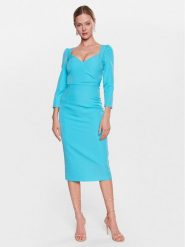 Nissa Sukienka codzienna RZ13994 Błękitny Slim Fit. Niebieskie sukienki damskie Nissa, bez wzorów, z syntetyku, bez ramiączek. Za 989.99 zł.