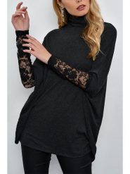 LA Angels Bluzka w kolorze antracytowo-czarnym rozmiar: M. Czarne golfy damskie LA Angels, m, bez wzorów, z koronki, bez ramiączek. Za 174.43 zł.