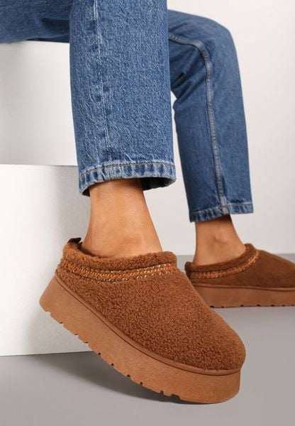 Brązowe Śniegowce na Platformie Ozdobione Haftem i Niską Cholewką Zinnicira. Brązowe śniegowce damskie Renee, z jeansu, przed kostkę. Za 69.99 zł.