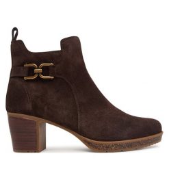 Botki Josef Seibel. Brązowe botki damskie Josef Seibel, bez obcasa, na słupku, bez zapięcia. Za 569.99 zł.
