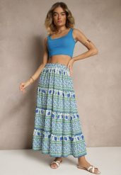 Niebieska Spódnica z Wiskozą o Rozkloszowanym Kroju w Etniczny Print Kolindriela. Niebieskie spódnice damskie Renee, na co dzień, bez wzorów, z wiskozy, eleganckie, maxi. Za 49.99 zł.