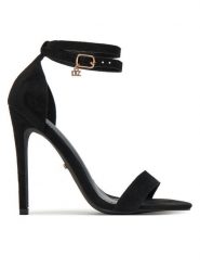 DeeZee Sandały LB0607-1 Czarny. Czarne sandały damskie DeeZee, bez wzorów, z materiału, bez obcasa, na szpilce, bez zapięcia. Za 139.99 zł.