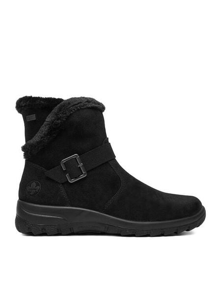 Rieker Botki CEO-L7179-00 Czarny. Czarne botki damskie Rieker, ze skóry, bez obcasa, na płaskiej podeszwie, bez zapięcia. Za 339.99 zł.
