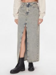 Calvin Klein Jeans Spódnica jeansowa Front Split Maxi Denim Skirt J20J222869 Niebieski Slim Fit. Niebieskie spódnice damskie Calvin Klein Jeans, bez wzorów, z bawełny, maxi. Za 339.99 zł.