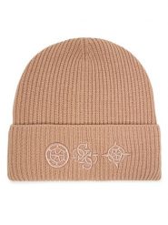Guess Czapka AW5404 POL01 Beżowy. Brązowe czapki damskie Guess, na zimę, z aplikacjami, z materiału. Za 159.99 zł.