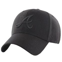 Czapka z daszkiem dla dorosłych 47 Brand MLB Atlanta Braves Cap. Czarne czapki z daszkiem damskie 47 Brand, bez wzorów, z materiału. Za 179.50 zł.
