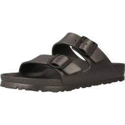 Klapki Birkenstock Arizona Eva. Czarne klapki damskie Birkenstock, bez wzorów, z materiału, bez obcasa, bez zapięcia. Za 189.00 zł.
