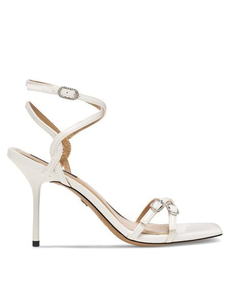 Nine West Sandały ZL23014CC Biały. Białe sandały damskie Nine West, bez wzorów, z syntetyku, bez obcasa, na szpilce, bez zapięcia. Za 137.99 zł.