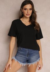 Czarny T-shirt Nikoneus. Czarne t-shirty damskie Renee, plus size, bez wzorów, z dzianiny, bez kołnierzyka. Za 29.99 zł.