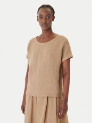 Marella T-Shirt Geyser 2615111132 Brązowy Regular Fit. Brązowe t-shirty damskie Marella, bez wzorów, ze lnu, bez kołnierzyka. Za 439.99 zł.