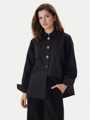 KARL LAGERFELD Koszula B1W11012 Czarny Regular Fit. Czarne koszule damskie KARL LAGERFELD, bez wzorów, z bawełny, biznesowe, bez kołnierzyka, bez ramiączek. Za 849.99 zł.