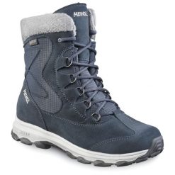 Buty damskie zimowe Meindl Civetta Lady ocieplane z membraną Gore-Tex. Niebieskie obuwie trekkingowe damskie MEINDL, z futra, przed kolano, bez zapięcia. Za 819.00 zł.