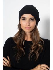 Just Cashmere Kaszmirowa czapka "Lauren" w kolorze czarnym rozmiar: onesize. Czarne czapki damskie Just Cashmere, bez wzorów, z kaszmiru. Za 130.99 zł.