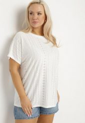 Biały Klasyczny T-shirt z Bawełną Nilavienna. Białe t-shirty damskie Born2be, uniwersalny, bez wzorów, z bawełny, bez kołnierzyka. Za 34.99 zł.