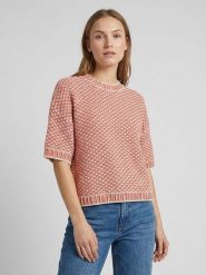 MOSS COPENHAGEN Sweter "Catina" w kolorze koralowo-białym rozmiar: L/XL. Białe swetry klasyczne damskie Moss Copenhagen, l, bez kołnierzyka. Za 184.95 zł.