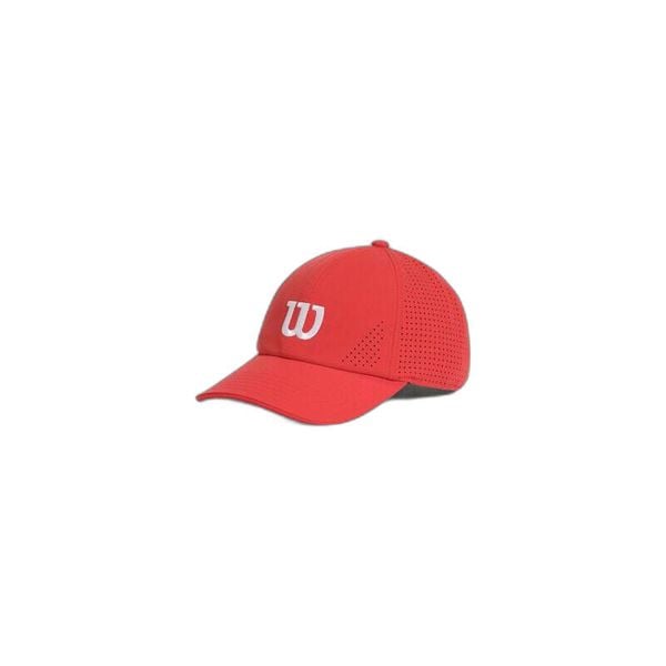 Czapka tenisowa Wilson Active Perforated Cap. Czerwone czapki damskie Wilson, bez wzorów, z materiału. Za 145.00 zł.