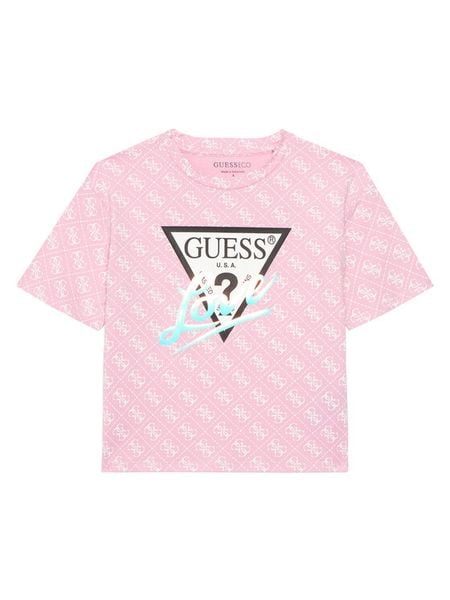 Guess T-Shirt J6RI08 K6YW4 Różowy Regular Fit. Czerwone koszulki i t-shirty dziewczęce Guess, z aplikacjami, z bawełny, bez kołnierzyka, bez ramiączek. Za 82.99 zł.