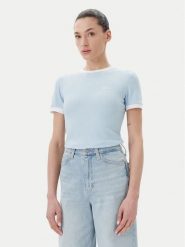 Guess T-Shirt V5GP08 KCRN2 Błękitny Regular Fit. Niebieskie t-shirty damskie Guess, m, z aplikacjami, bez kołnierzyka. Za 109.99 zł.