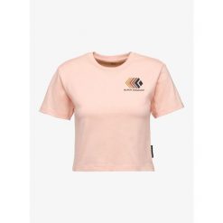 Koszulka z nadrukiem damska Black Diamond Faded Crop SS Tee. Brązowe koszulki sportowe damskie Black Diamond, bez wzorów, bez ramiączek. Za 123.99 zł.