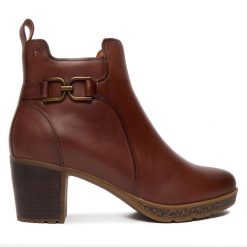 Botki Josef Seibel. Brązowe botki damskie Josef Seibel, bez obcasa, na słupku, bez zapięcia. Za 609.99 zł.