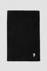 KARL LAGERFELD Czarny damski szalik Knit Scarf. Czarne szaliki damskie KARL LAGERFELD, bez wzorów, z bawełny. W wyprzedaży za 309.99 zł.