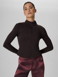 4F Bluza treningowa slim bez kaptura damska - brązowa S. Brązowe bluzy damskie 4F, s, bez wzorów, bez kaptura. Za 199.99 zł.