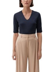 S.Oliver Bluzka w kolorze granatowym rozmiar: 38. Niebieskie bluzki damskie S.Oliver, s, bez wzorów, z wiskozy, bez kołnierzyka, bez ramiączek. Za 86.99 zł.