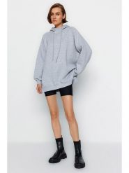 Trendyol Bluza w kolorze szarym rozmiar: L. Szare bluzy damskie Trendyol, l, bez wzorów, z bawełny, z kapturem. Za 92.21 zł.