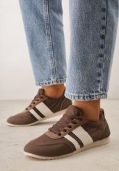 Brązowe Sneakersy Kultowe Tenisówki z Marszczeniem przy Pięcie Rhodophine. Brązowe obuwie sportowe damskie Born2be, z jeansu, bez zapięcia, tenisowe. Za 109.99 zł.