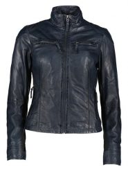 7eleven Skórzana kurtka "Sevia" w kolorze granatowym rozmiar: 42. Niebieskie kurtki damskie 7eleven, bez wzorów, ze skóry, bez kaptura. Za 359.32 zł.