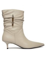 PINKO Botki Gloria 28 SD0629P003 Kremowy. Białe botki damskie Pinko, ze skóry, bez obcasa, na płaskiej podeszwie, bez zapięcia. Za 1,399.00 zł.