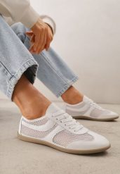 Białe Siateczkowe Sneakersy w Stylu Tenisówek Adranella. Białe obuwie sportowe damskie Renee, na lato, bez zapięcia, tenisowe. Za 99.99 zł.