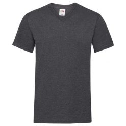 Koszulka Unisex Dla Dorosłych Valueweight Heather Z Dekoltem V. Szare bluzki damskie Fruit of the Loom, bez wzorów, sportowe, bez kołnierzyka, bez ramiączek. Za 43.99 zł.