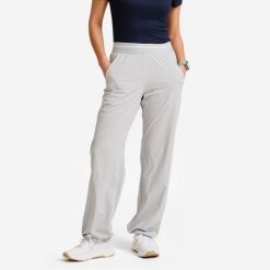 Spodnie fitness damskie Domyos oversize. Szare spodnie sportowe damskie DOMYOS, l, bez wzorów, z materiału, z podwyższonym stanem, na fitness i siłownię. Za 129.99 zł.