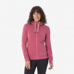 Bluza turystyczna damska Quechua NH500. Czerwone bluzy damskie QUECHUA, xl, bez wzorów, z materiału, bez kaptura. Za 129.99 zł.