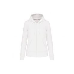 Ekologiczna damska bluza rozpinana z kapturem Kariban. Białe bluzy damskie KARIBAN, bez wzorów, z kapturem. Za 191.50 zł.