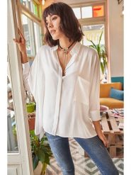 Olalook Bluzka w kolorze białym rozmiar: S/M. Białe bluzki damskie Olalook, m, bez wzorów, bez kołnierzyka, bez ramiączek. Za 65.95 zł.